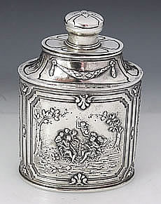 German silver antique tea caddy